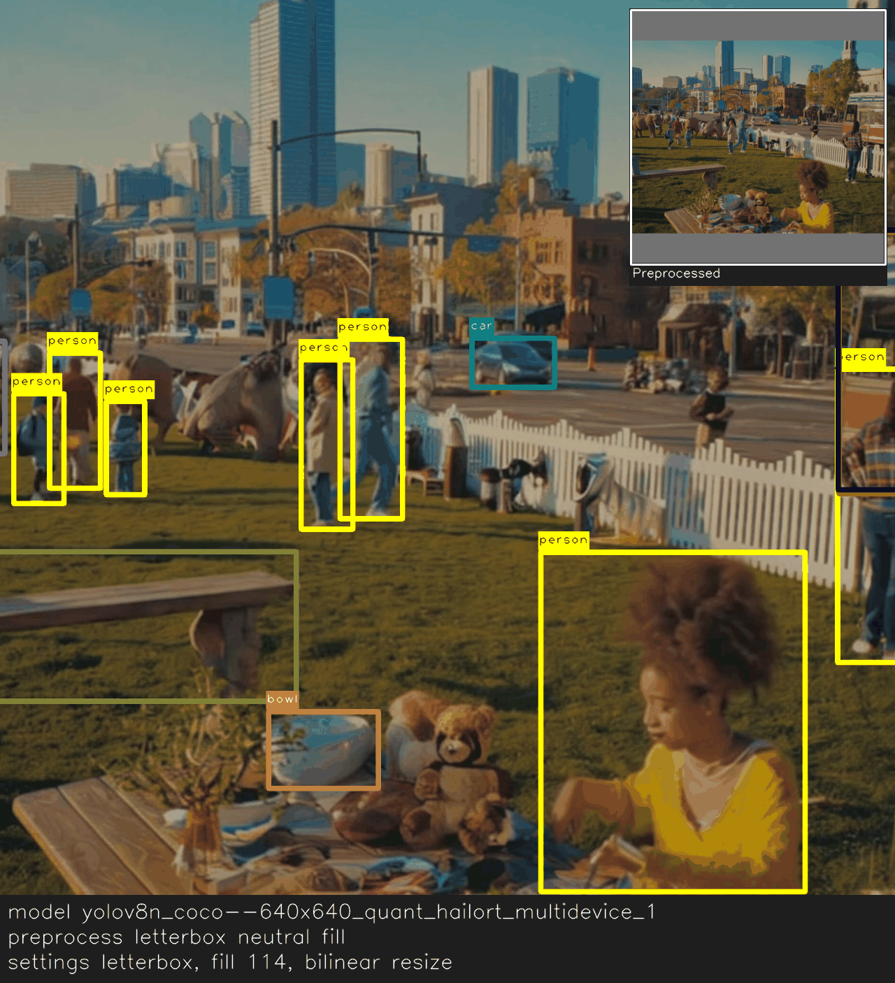 Overlay and preview showing letterbox preprocessing with neutral gray padding.